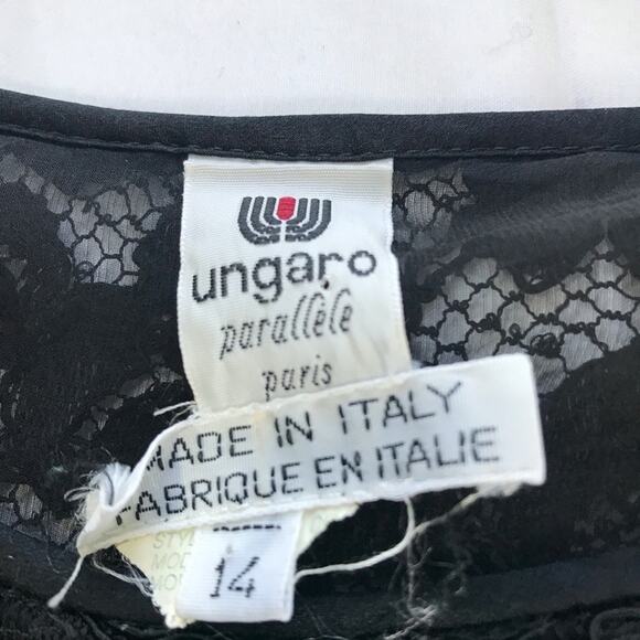Vintage Ungaro parallele Paris Elegant Black Lace Women 14 Top made in Italy - Picture 3 of 11